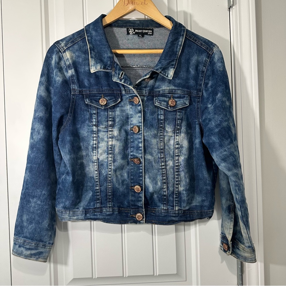 Project E Blue Acid-Wash Jean Jacket